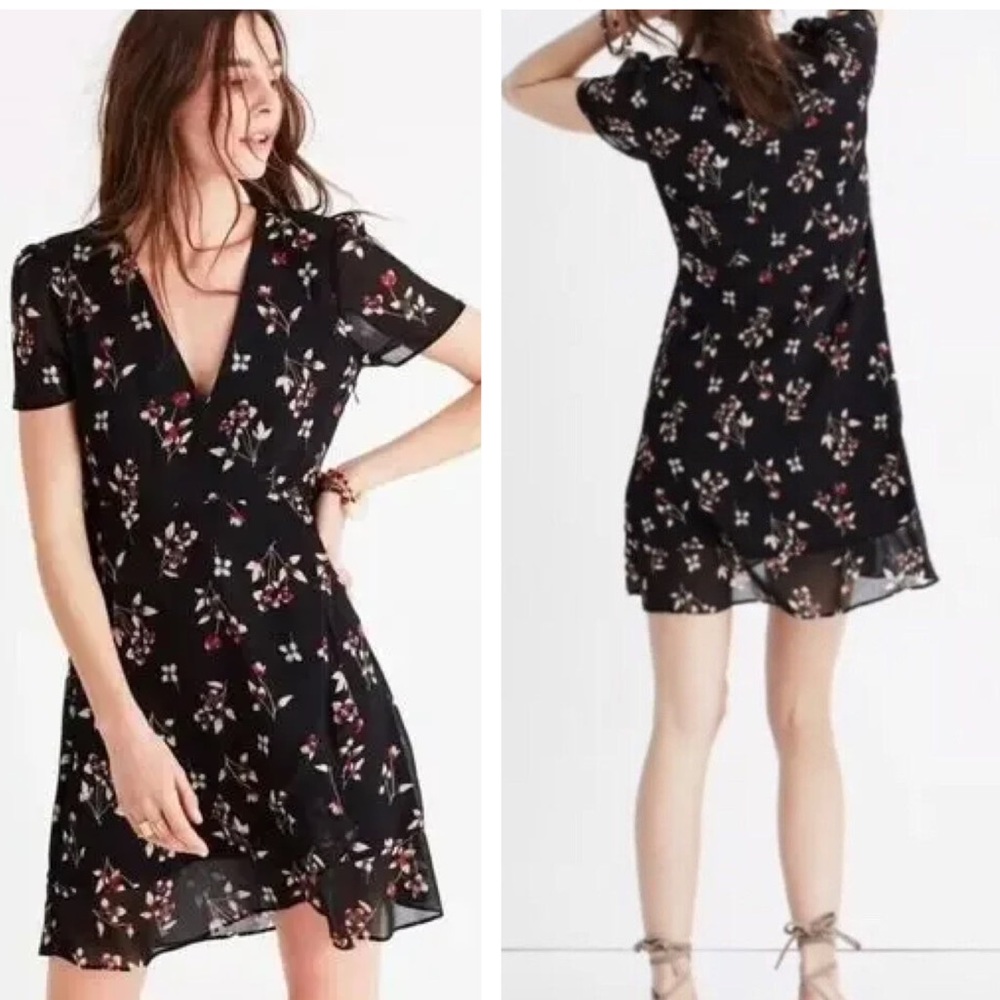 Madewell • Alexa Chung Black Posy Ruffle Floral Mini Dress